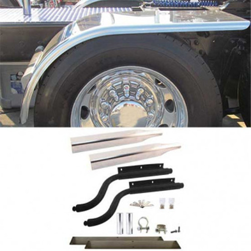 Smooth Rolled Edge Flange Half Fenders W/ Mounting Kit Swivel Style Center Mounting Brackets 60 Inch 16 Gauge Stainless Steel