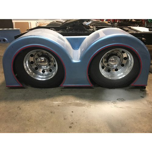 Paintable Fiberglass Camello Double Hump Fender Set 38 Inch Drop W/ 7 Inch Sidewall Fits 52 & 54 Inch Axle Spread