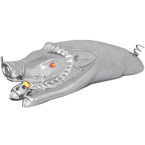 Wild Boar Hood Ornament Chrome With Amber Lighted Eyes