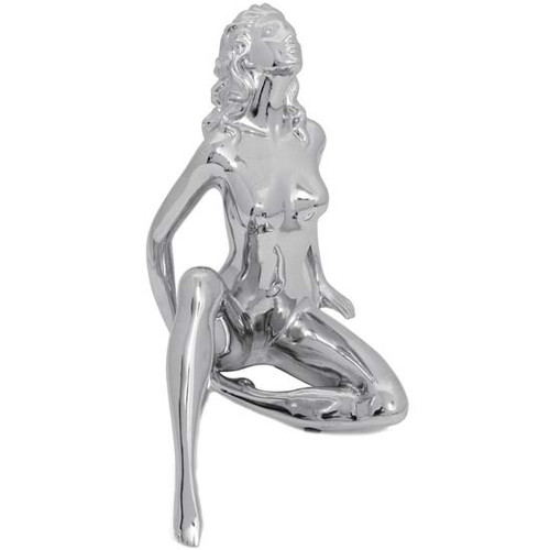 Posing Lady Hood Ornament Chrome- With O Base