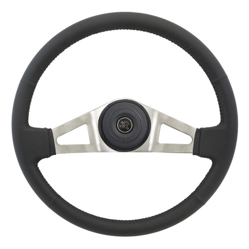 18 Inch Steering Creations Marion Black Leather 2 Spoke Steering Wheel With Vip Horn Button