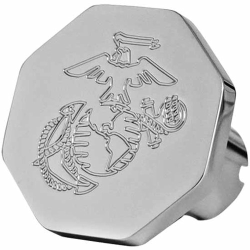 Chrome-Plated Aluminum Octagon Knob With Marine Corps Logo Engraved