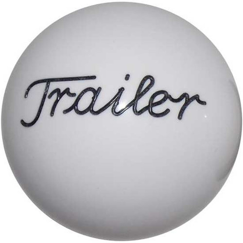 25 Inch 2.1 White Engraved Trailer Brake Knob For Threaded Dash Air Brake Valve
