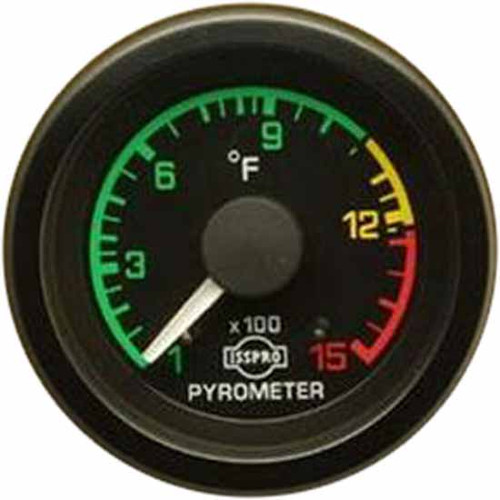 16 Inch Isspro 2-1/ Pyrometer 100-1500F With Pre-Turbo, Amp Box, Black Bezel, Black Face, Red Pointer, Color-Coded Dial
