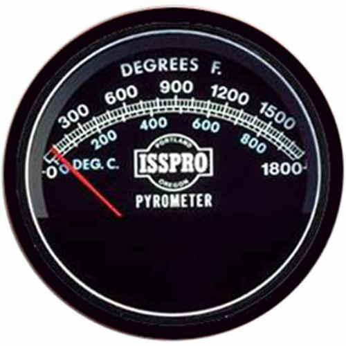 3 Inch Isspro Type J Pyrometer Kit 0-1800F With Black Bezel, Black Face, Red Pointer, 10 Ft. Wiring