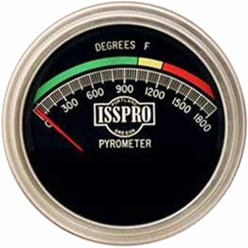3 Inch Isspro Pyrometer Kit 0-1800F With Satin Chrome Bezel, Black Face, Red Pointer, Color-Coded Dial, 14 Ft. Wiring