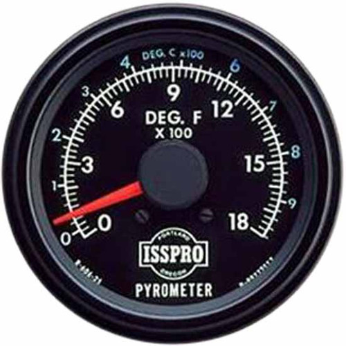 3 Inch Isspro Pyrometer Kit 0-1800F With Black Bezel, Black Face, Red Pointer, 14 Ft. Wiring