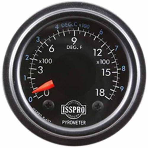 16 Inch Isspro 2-1/ Pyrometer Kit 0-1800F With Black Bezel, Black Face, Red Pointer, 10 Ft. Wiring