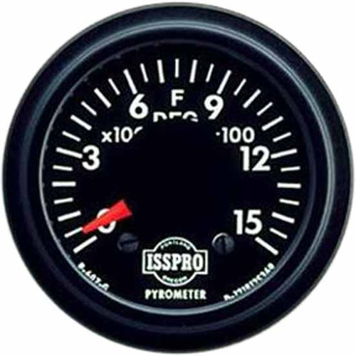 16 Inch Isspro 2-1/ Pyrometer Kit 0-1500F With Black Bezel, Black Face, Red Pointer, 10 Ft. Wiring