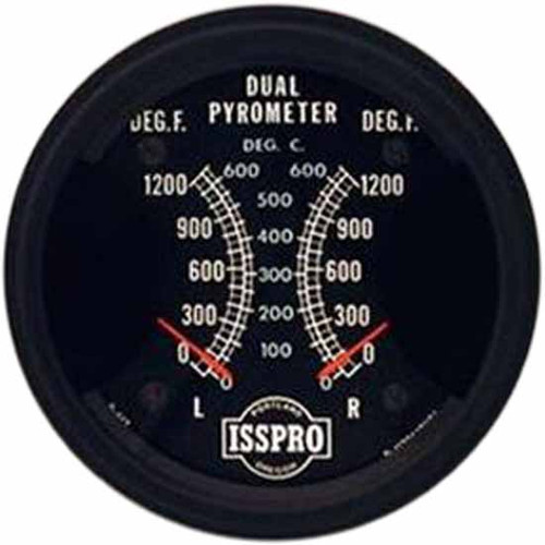 3 Inch Isspro Dual Pyrometer 0-1200F With Black Face, Red Pointers, Black Bezel