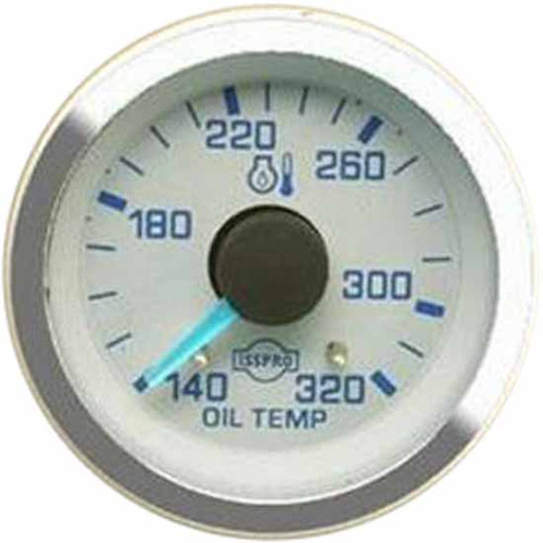 16 Inch Isspro 2-1/ Electric Oil Temperature Gauge Kit 140-320F With White Face, Blue Pointer, Chrome Bezel