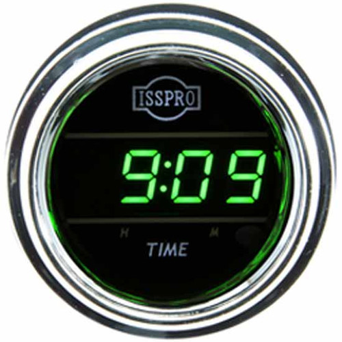 16 Inch Isspro 2-1/ Digital Clock With Chrome Bezel, Green Display