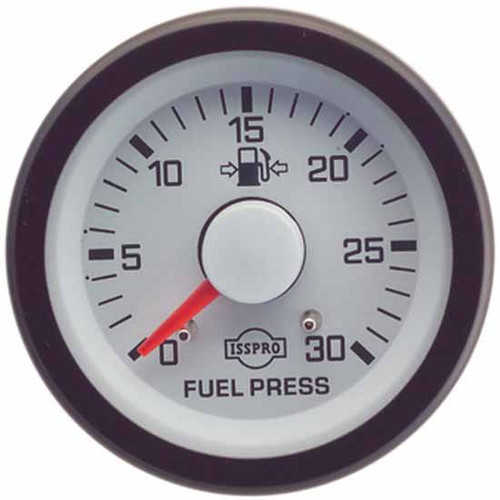 16 Inch Isspro 2-1/ Mechanical Fuel Pressure Gauge 0-30 Psi With White Face, Red Pointer, Black Bezel
