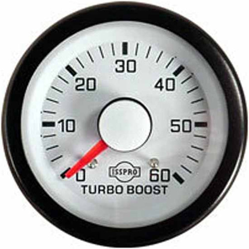 16 Inch Isspro 2-1/ Mechanical Turbo Boost Gauge 0-60 Psi With White Face, Red Pointer, Black Bezel, R7110-10 Pressure Tubing