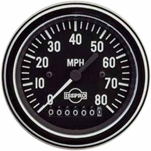 75 Inch Isspro 3.3 Electric Speedometer 0-80 Mph With Resettable Odometer, Black Face, White Pointer, Chrome Bezel