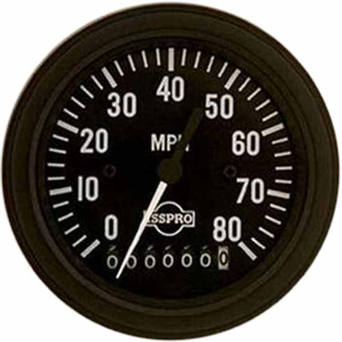75 Inch Isspro 3.3 Electric Speedometer 0-80 Mph With Odometer, Microprocessor, Black Face, White Pointer, Black Bezel