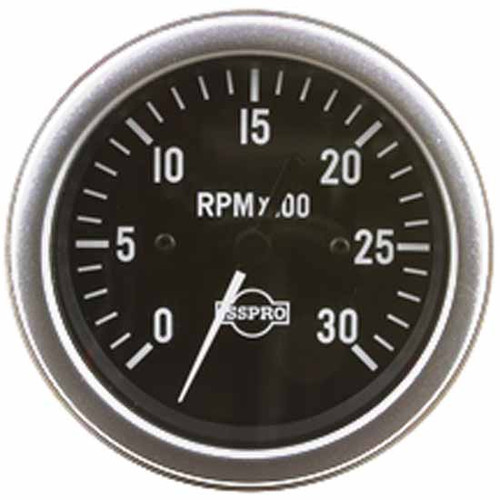 75 Inch Isspro 3.3 Ignition Tachometer Gauge 0-3K With Black Face, White Pointer, Chrome Bezel