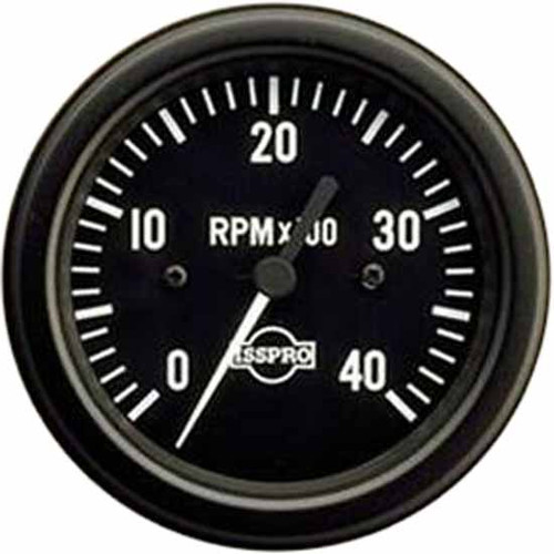 75 Inch Isspro 3.3 Ignition Tachometer Gauge 0-4K With O Hourmeter With Black Face, White Pointer, Black Bezel