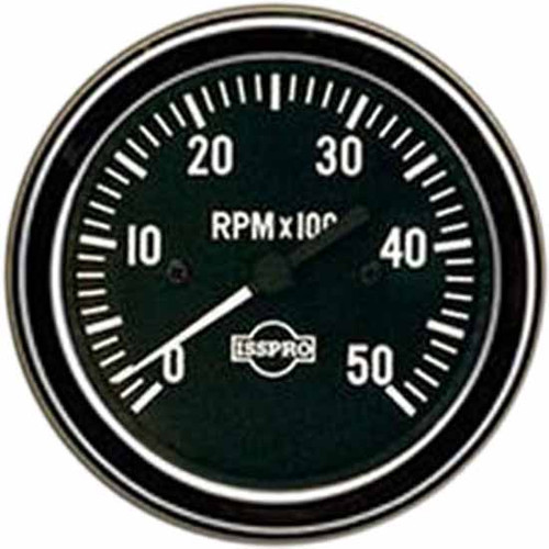 75 Inch Isspro 3.3 Ignition Tachometer 0-5K With O Hourmeter With Black Face, White Pointer, Chrome Bezel