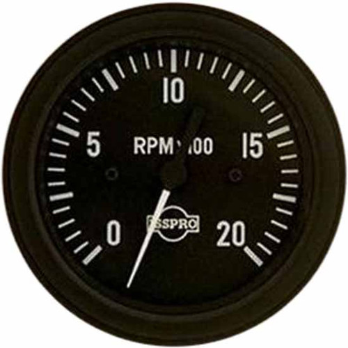 75 Inch Isspro 3.3 Electric Tachometer 0-2K With O Hourmeter With Black Face, White Pointer, Black Bezel