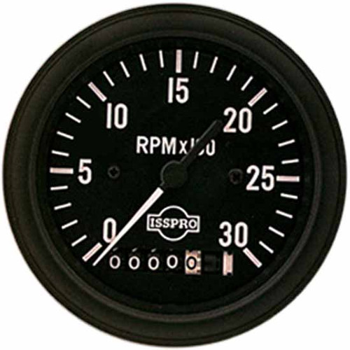 75 Inch Isspro 3.3 Electric Tachometer 0-3K With Resettable Hourmeter, Black Face, White Pointer, Black Bezel
