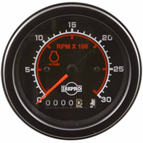 75 Inch Isspro 3.3 Electric Tachometer 0-3K With Hourmeter, Black Face, Red Pointer, Black Bezel
