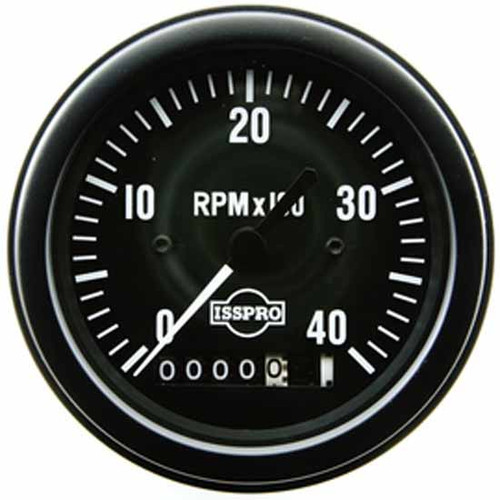 75 Inch Isspro 3.3 Electric Programmable Tachometer 0-1K With Hourmeter With Black Face, White Pointer, Black Bezel