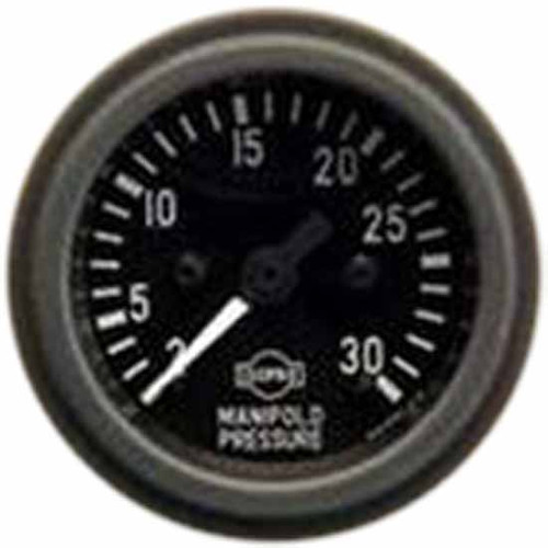 16 Inch Isspro 2-1/ Mechanical Manifold Pressure Gauge 2-30 Psi With Black Face, White Pointer, Black Bezel