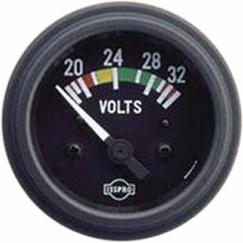 16 Inch Isspro 2-1/ 42Dc Voltmeter With Black Face, Color-Coded Dial, White Pointer, Black Bezel