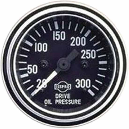 16 Inch Isspro 2-1/ Mechanical Drive Oil Pressure Gauge 20-300 Psi With Black Face, White Pointer, Chrome Bezel
