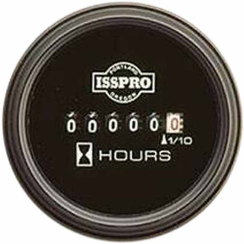 16 Inch Isspro 2-1/ Hourmeter Gauge 4-40 Vdc With Black Face, Black Bezel