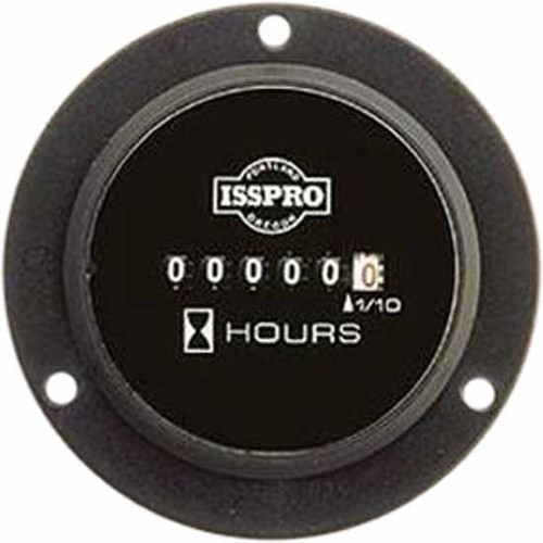 16 Inch Isspro 2-1/ Hourmeter Gauge 4-40 Vdc With Black Face, 3 Screws