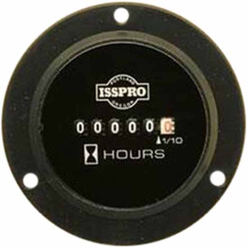 16 Inch Isspro 2-1/ Hourmeter Gauge 10-80 Vdc With Black Face, 3 Screws