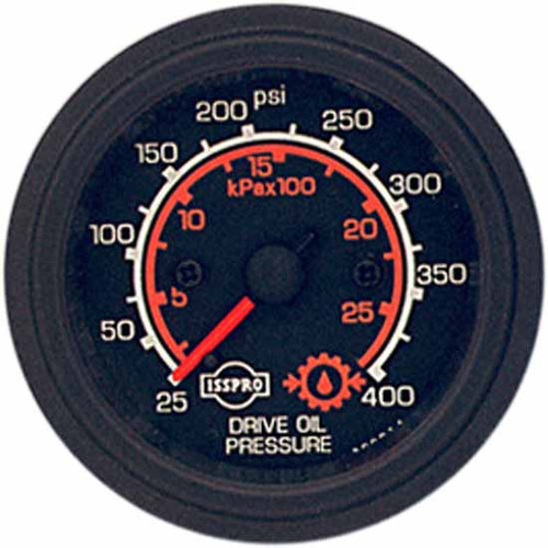 16 Inch Isspro 2-1/ Mechanical Drive Oil Pressure Gauge 25-400 Psi, 170-3000 Kpa With Black Face, Red Pointer, Black Bezel