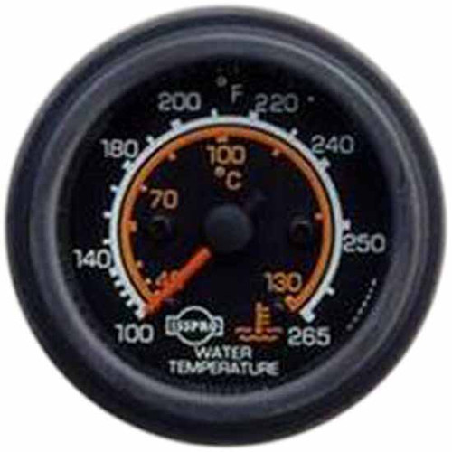 16 Inch 2-1/ Mechanical Water Temperature Gauge 100-265F With 216 Inch Capillary, Black Face, Red Pointer, Black Bezel