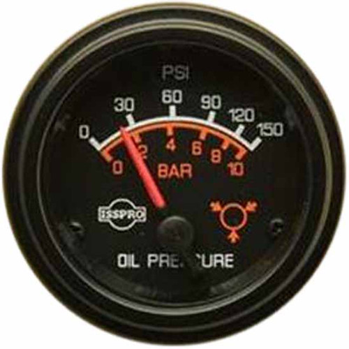 24V Electric Oil Pressure Gauge 0-150 Psi, Black Face, Red Pointer, Black Bezel