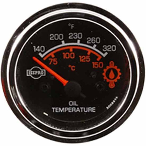 Electric Oil Temperature Gauge 140-320F With Red Pointer, Chrome Bezel