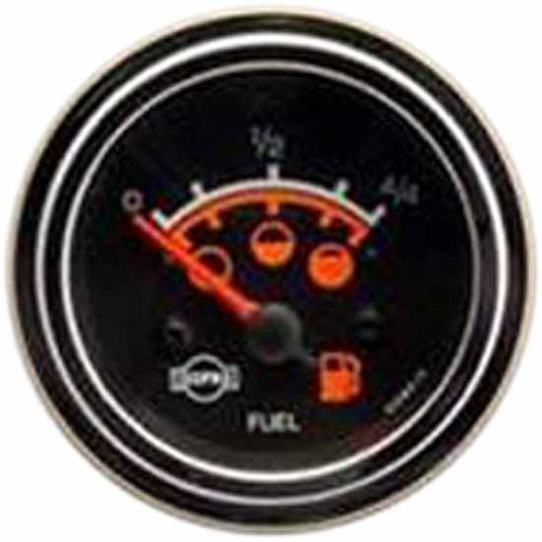 Fuel Level Gauge 240-33 Ohms With Black Face, Red Pointer, Chrome Bezel