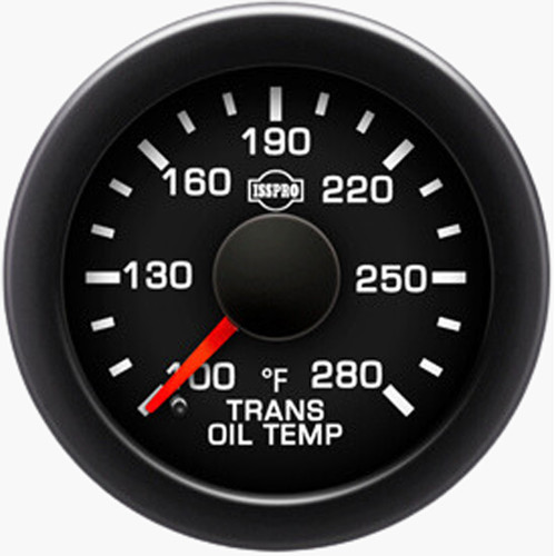 Transmission Oil Temperature Gauge 100-280F W/ Black Bezel & Built-In Warning Light