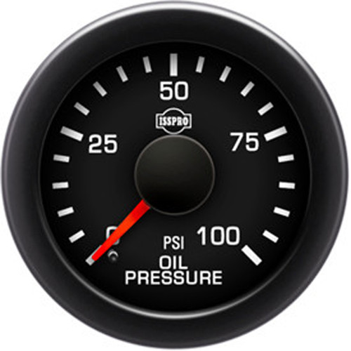 Oil Pressure Gauge 0-100 PSI W/ Black Bezel & Built-In Warning Light