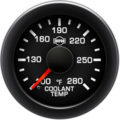 Coolant Temperature Gauge 100-280F W/ Black Bezel & Built-In Warning Light
