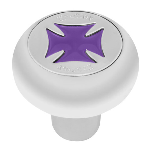 Chrome Screw-In Tractor Knob With Purple Iron Cross