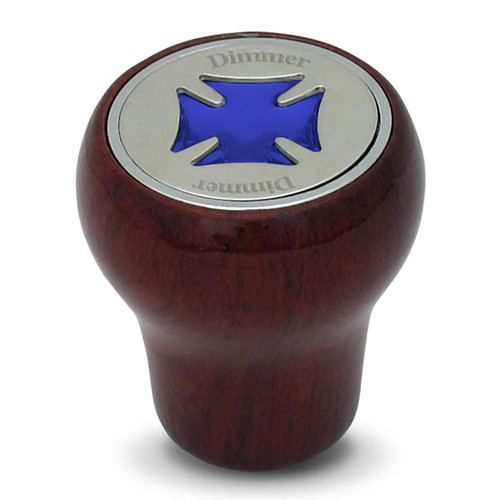 Rosewood Dimmer Control Dashboard Knob With Blue Iron Cross
