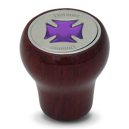 Rosewood Dimmer Dashboard Knob With Purple Iron Cross