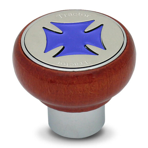 Wood Screw-In Tractor Air Knob With Blue Iron Cross