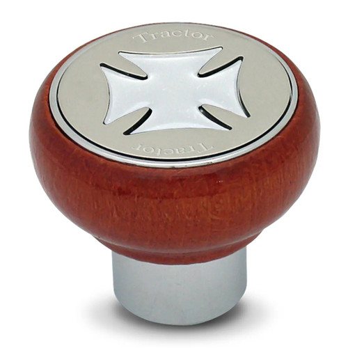 Wood Screw-In Tractor Air Knob With Silver Iron Cross