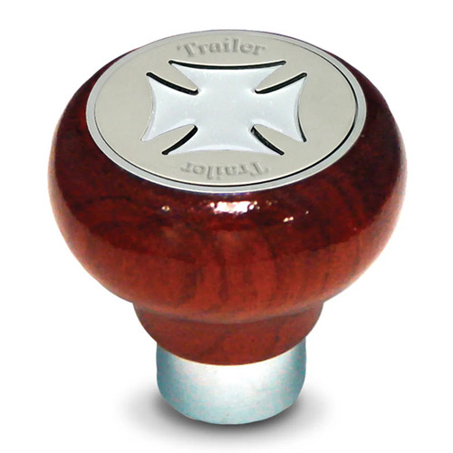 Rosewood Screw-In Trailer Air Knob With Silver Iron Cross