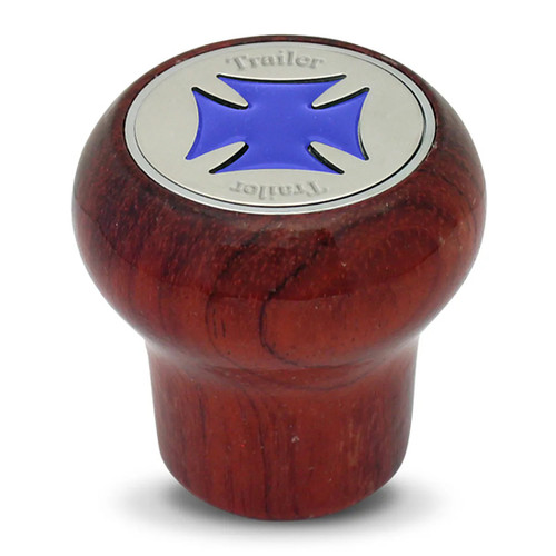 L. Rosewood Screw-In Trailer Knob With Blue Iron Cross