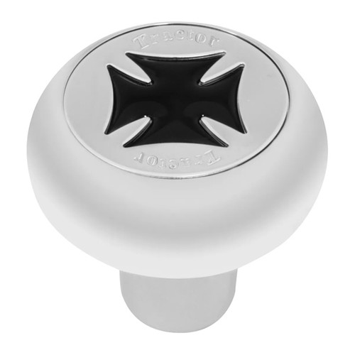 Chrome Aluminum Screw-In Trailer Air Knob With Black Iron Cross