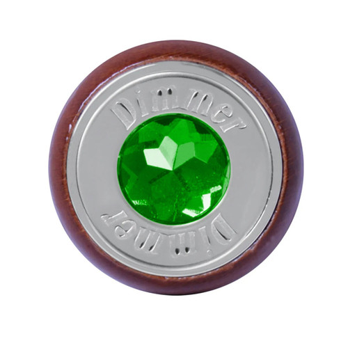 Wood Dimmer Dash Knob With Green Jewel